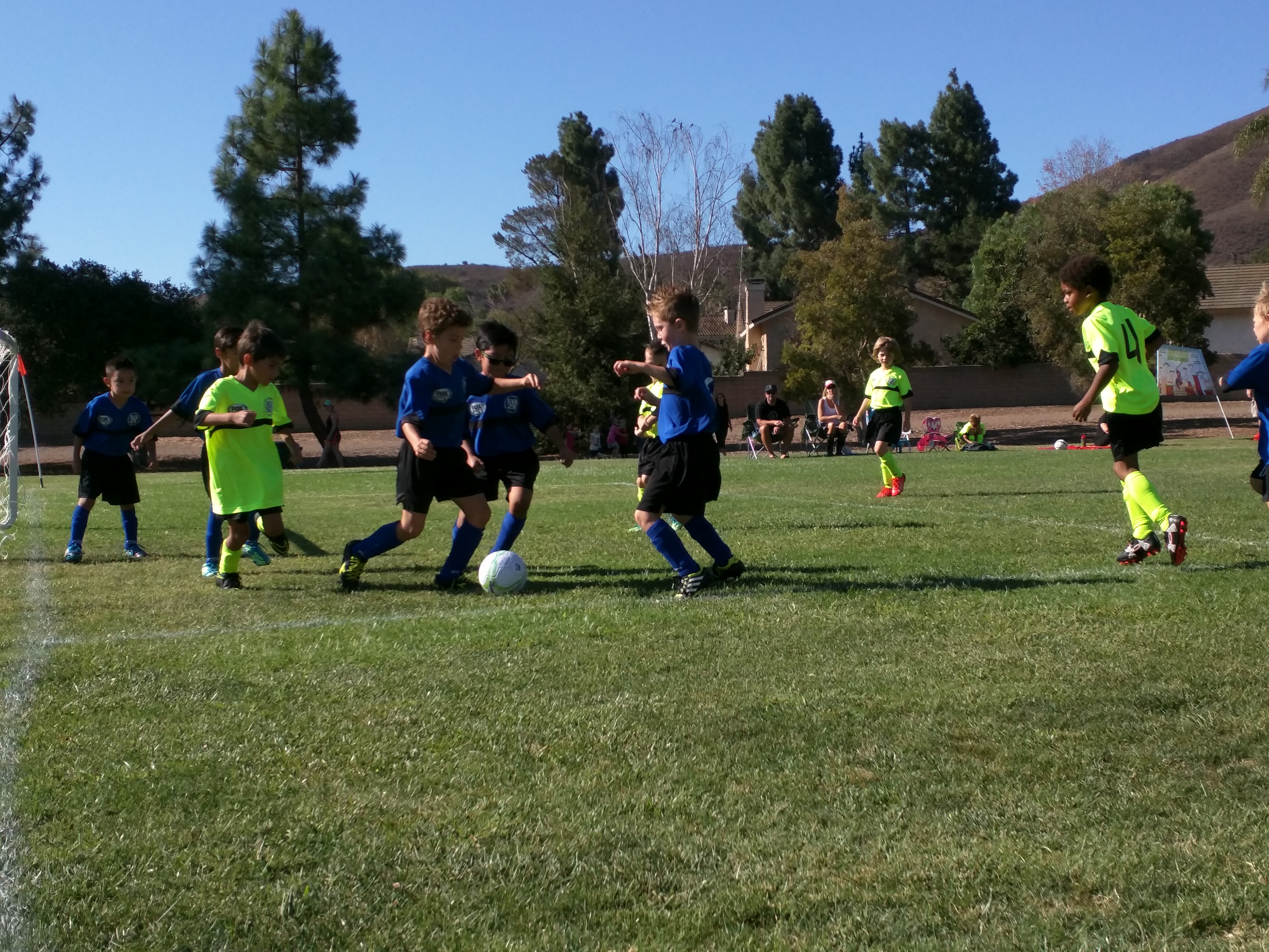 Young players during a U7 soccer game